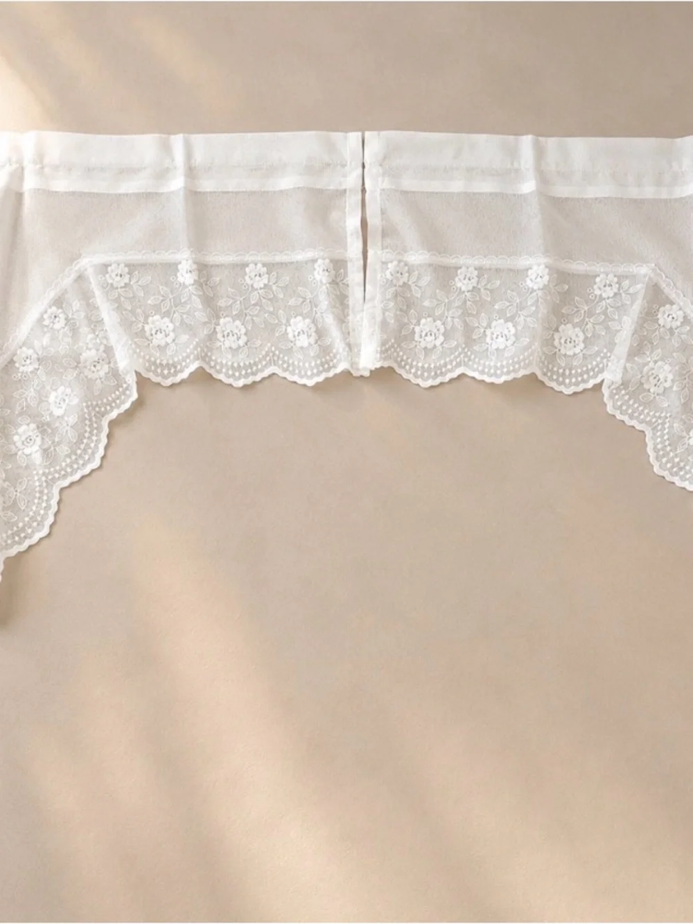 Vintage White Embroidery Kitchen Curtain Set